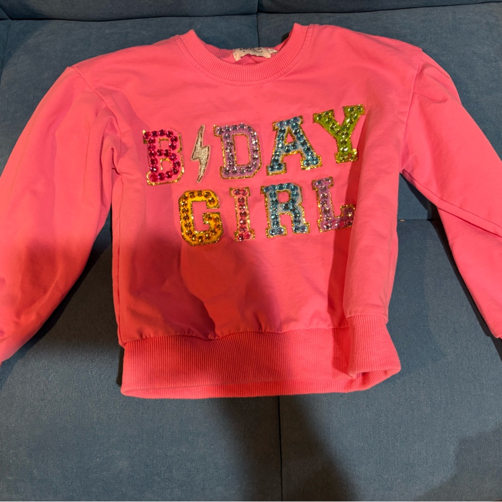 Pink Sequin 'Bday Girl' Kids Sweatshirt